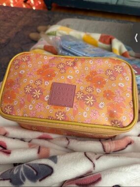 Floral Cosmetic Case - Orange Pink
